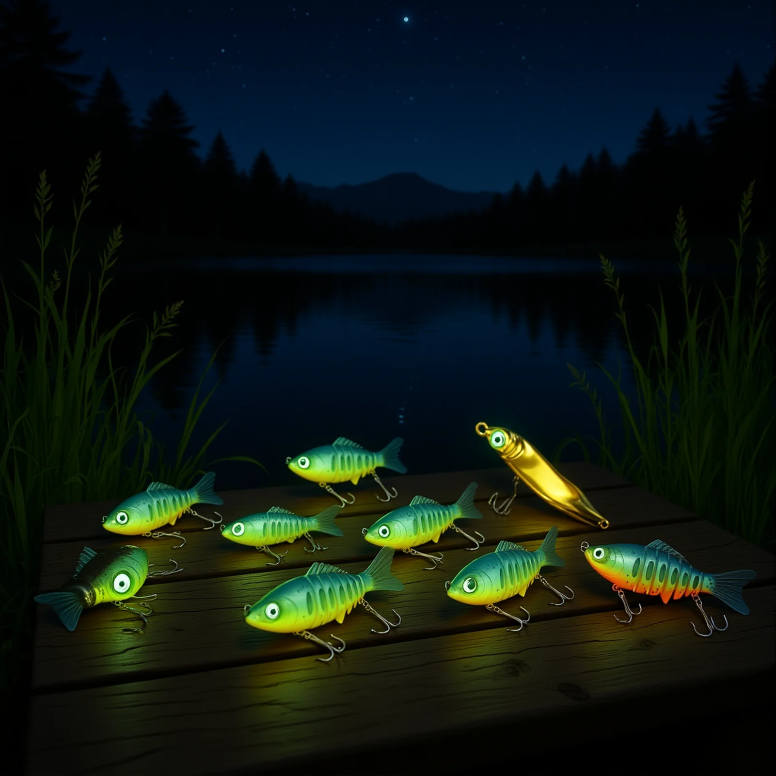 Señuelos de pesca 3D fosforescentes con acabado láser – Forma lágrima - imagen 4