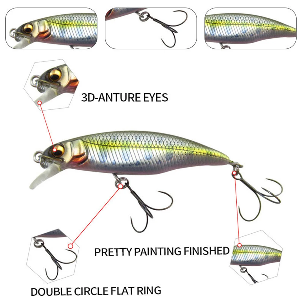 Señuelo de pesca de 5cm y 3,5g, cebo duro Artificial de hundimiento rápido, Micro Minnow, Wobbler, Jerkbait, cebo de flujo de tamaño pequeño para trucha y lubina - imagen 5