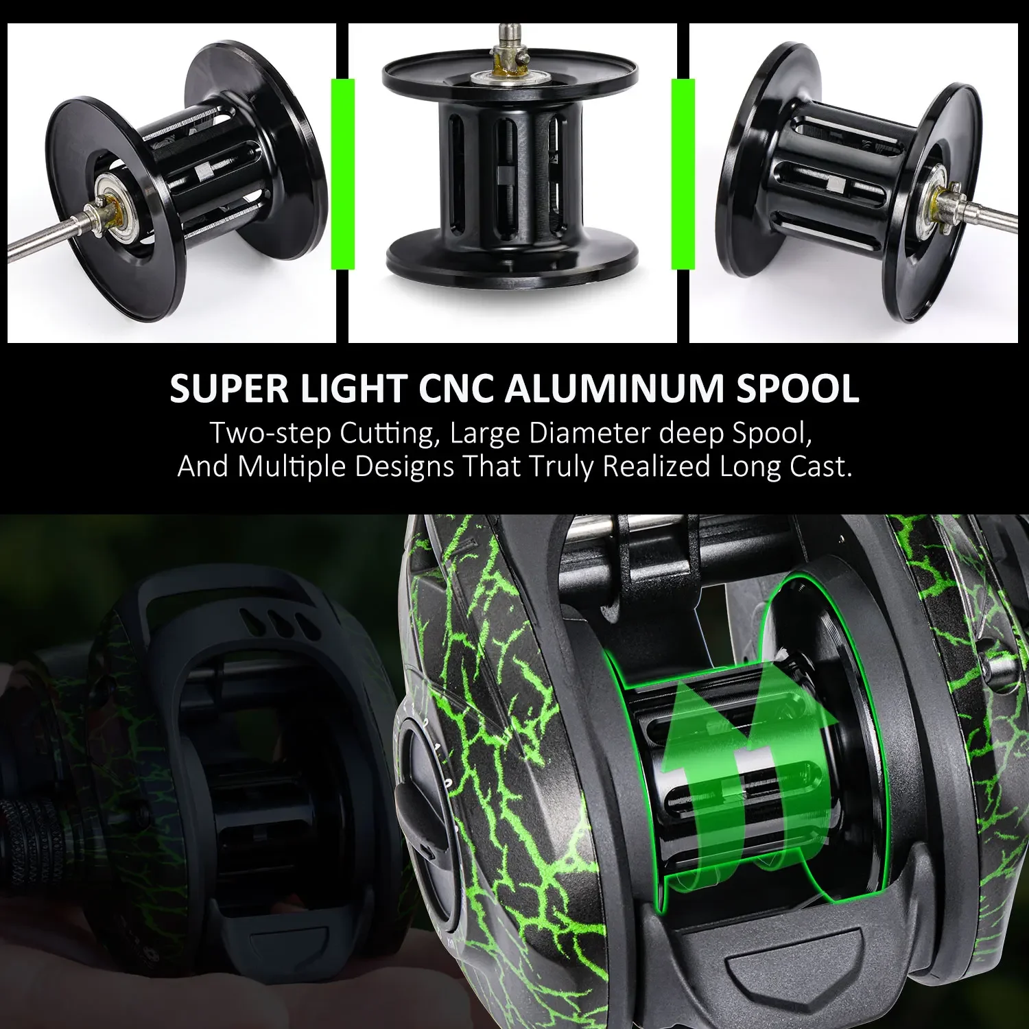 Carrete de Baitcasting Sougayilang 7,1: 1 relación de engranaje de alta velocidad arrastre máximo 10Kg con carrete de aluminio carrete de fundición para pesca con señuelo de lubina - imagen 4