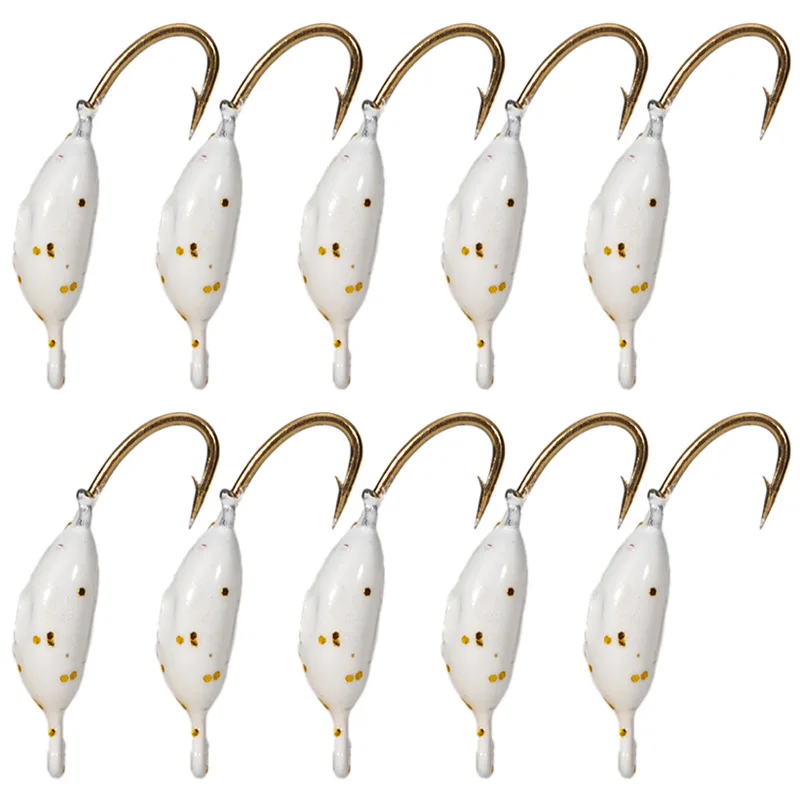 Mini señuelos de pesca en hielo, anzuelos de cabeza de Metal, 10 piezas, para invierno - imagen 5