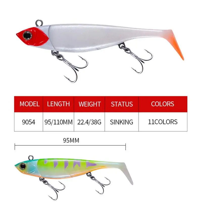 Minnow jig head 22g/38g señuelo de pesca señuelo de Lucio suave 11 colores pesca de lubina sábalo cebo suave código de barco cebo de lubina para Zand - imagen 5
