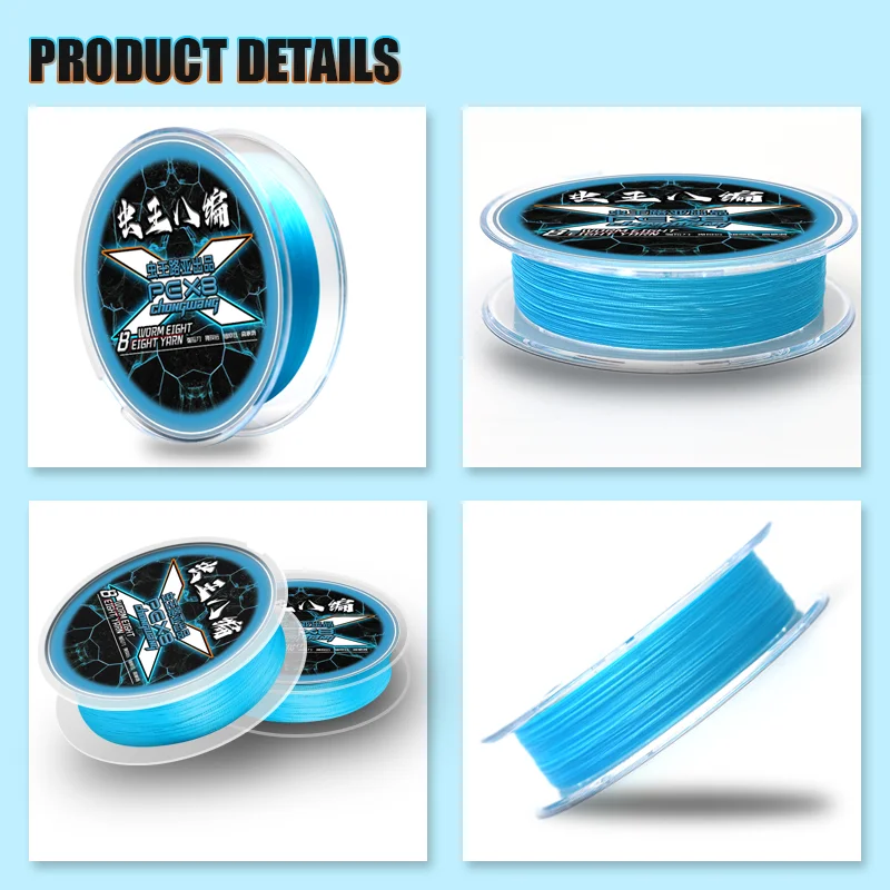 ZUKIBO-sedal trenzado de 8 hebras para pesca, hilo de PE ultrasuave de 200M, azul, resistente al desgaste, para agua salada - imagen 3