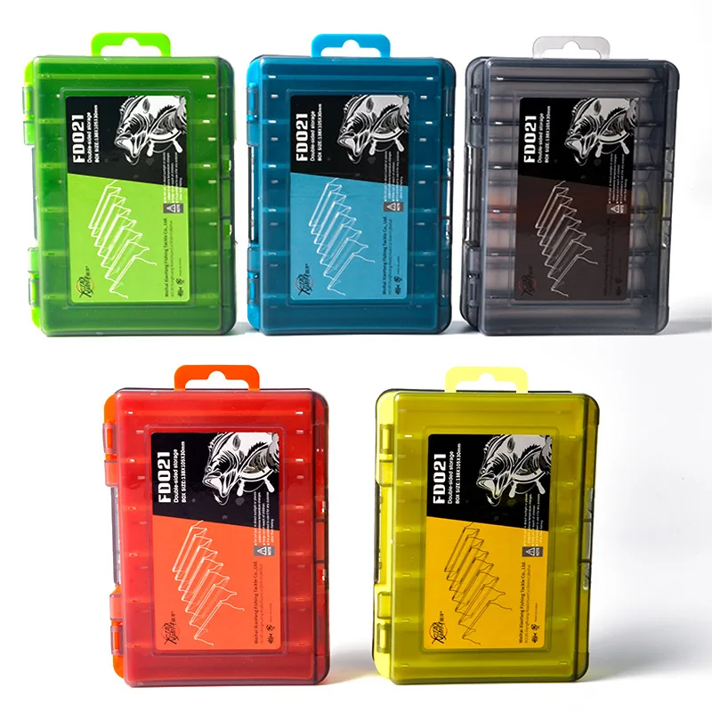 Caja de aparejos de pesca, caja de cebo de cierre de apertura de doble cara, gancho multifuncional, estuche de almacenamiento de señuelos, caja de accesorios de cebo - imagen 2