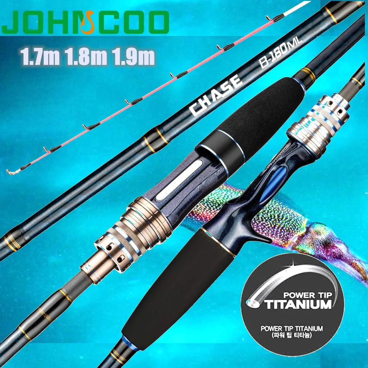 Caña de pescar para barco de 1,8 m ML con punta de titanio, caña de pescar fundida para sepia, pulpo, caña de pescar de agua de mar con anillos Fuji - imagen 3