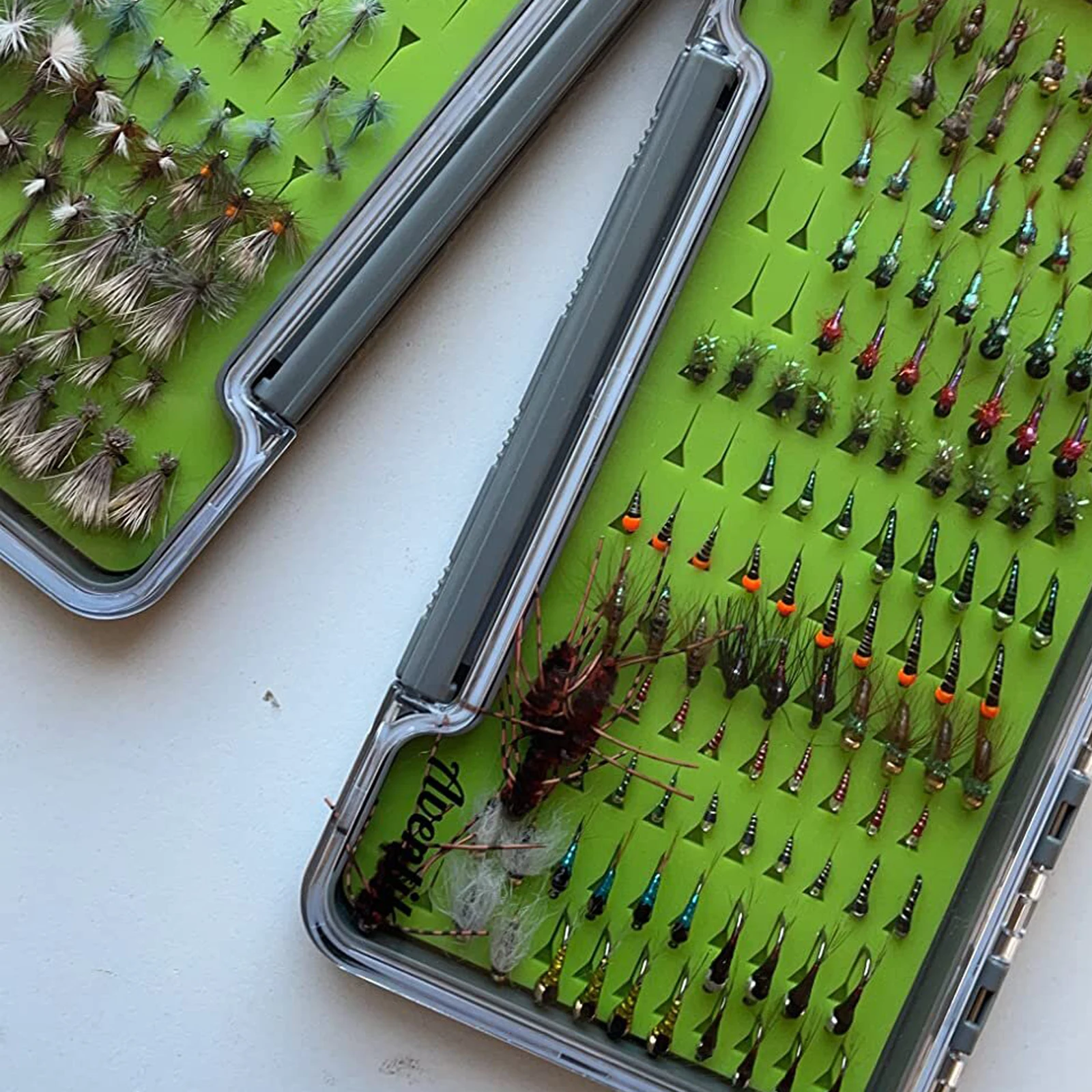 Aventik-cajas de pesca con mosca de silicona, almacenamiento Delgado, estuche de aparejos de pesca, impermeable, 7,36 "X4.02" X0.63 "/5,39" X3.74 "X0.63" - imagen 5