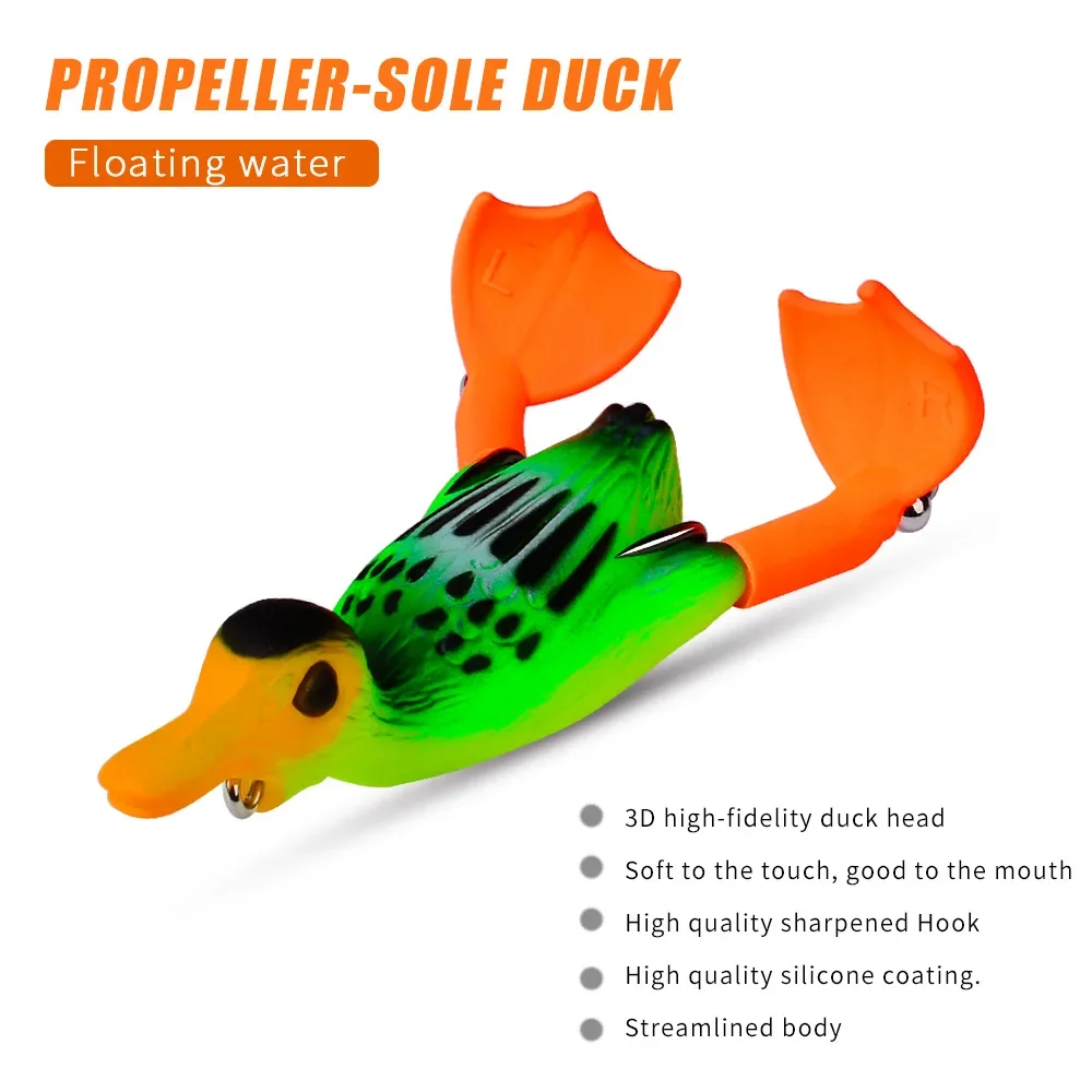 1 Uds 9cm 11,5g hélice Flipper pato señuelo de pesca patito pesca rana señuelo 3D ojos día cebos lubina cebo Artificial patito - imagen 4