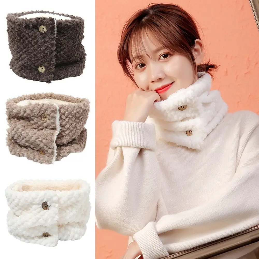 Bufanda de cuello alto gruesa para mujer, bufanda de felpa de Color sólido, estampado de piña a cuadros, cuello alto cálido, moda de invierno - imagen 2