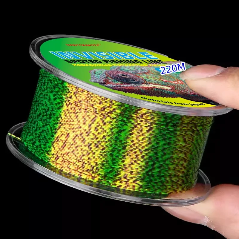 Línea de Pesca Invisible de 220M, línea de fluorocarbono de carpa moteada, línea manchada súper fuerte, línea de Pesca con mosca de nailon que se hunde - imagen 3