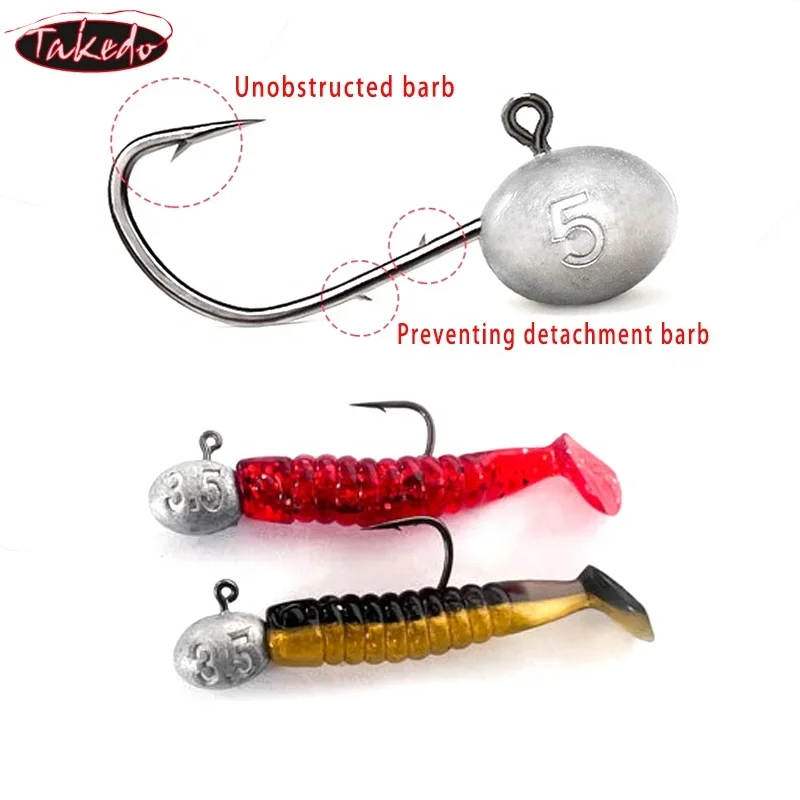 TAKEDO HG31 1,5G 2,5G 3,5G 5G anzuelo de pesca de raíz Jig Head doble espalda con púas anzuelos MUSTAD gancho de gusano suave para lubina bagre - imagen 3