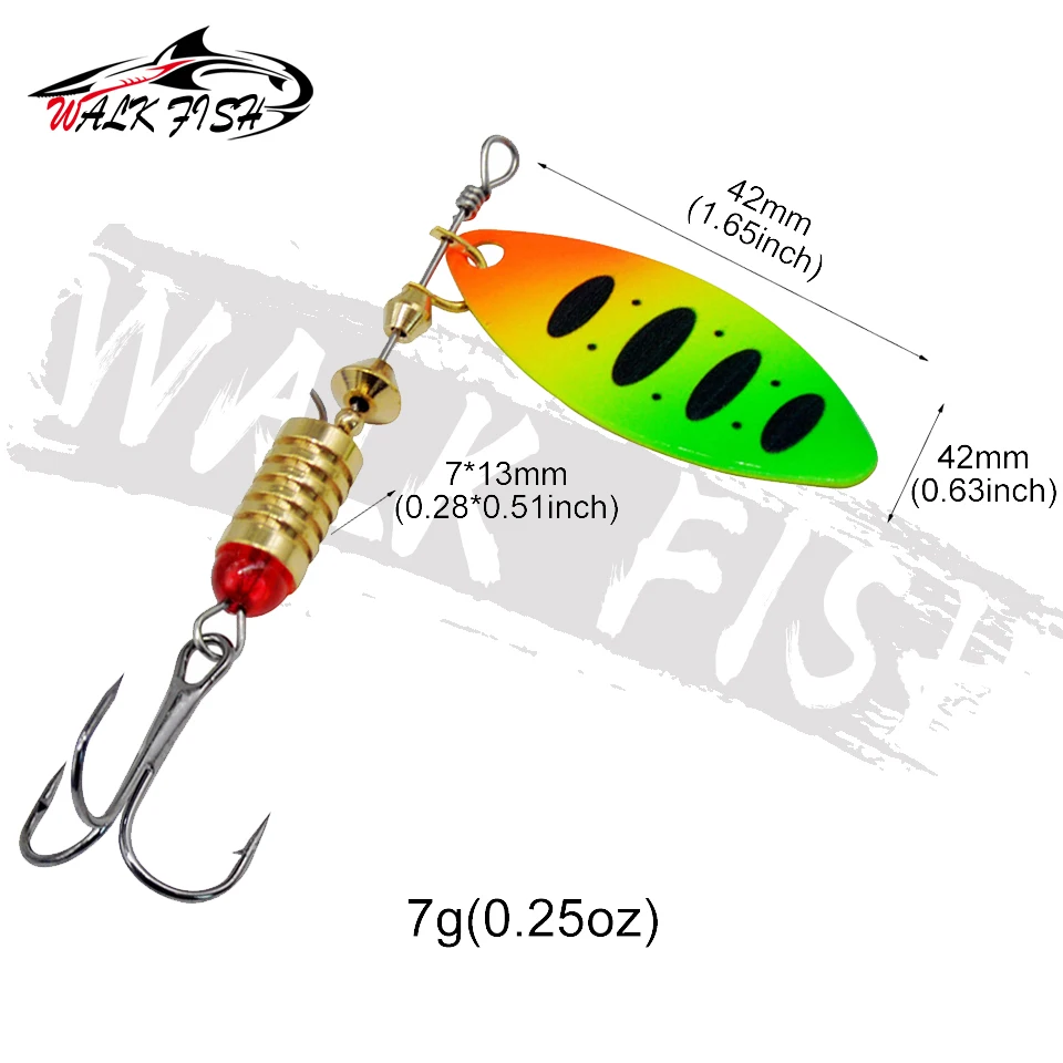 WALK FISH 1 Uds Spinner cebo señuelo 7g Salix forma de hoja rotación lentejuelas cebos compuestos cuchara Artificial señuelos aparejos de pesca - imagen 2