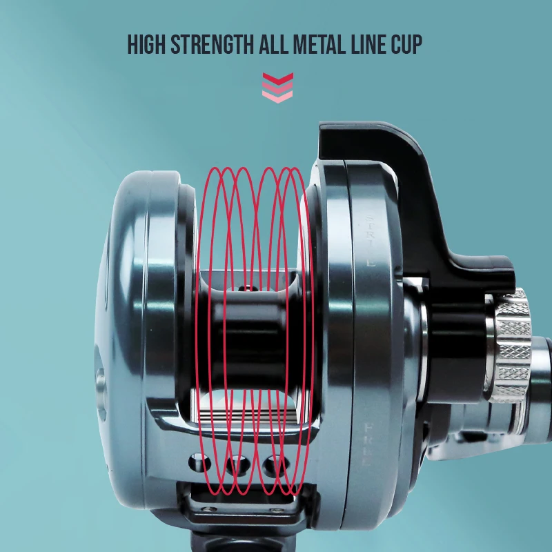 Carrete de pesca lento de Metal, perilla con mango de corcho, aparejos de navios de pesca de mar 9 + 2Bb 6,3: 1, arrastre máximo 30kg, carretes de Jigging superiores - imagen 2