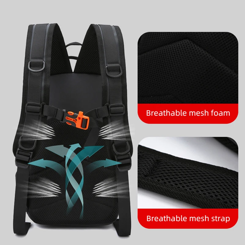 Mochila para señuelos de pesca con soportes para cañas, bolsa de pecho Molle, riñoneras multifuncionales para senderismo al aire libre, mochila de hombro, estuche grande - imagen 5