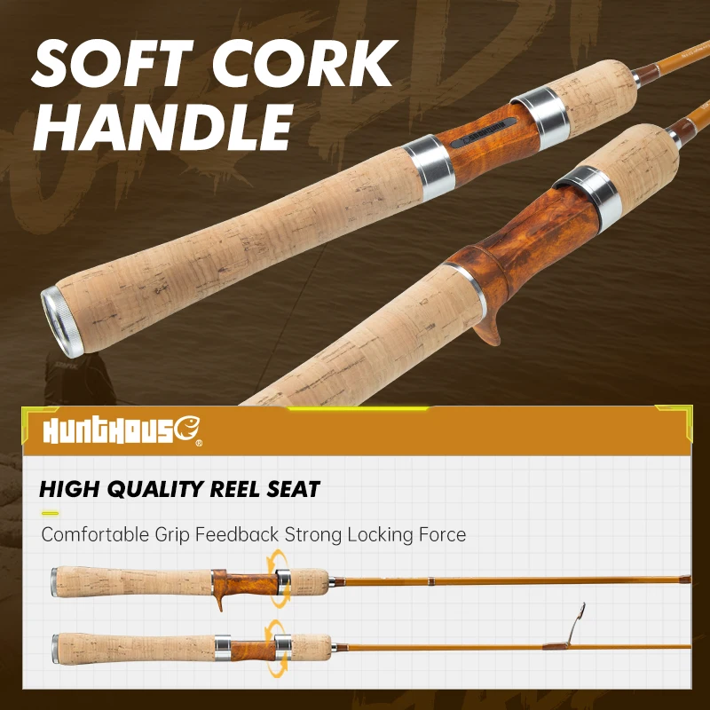 Caña de pescar de trucha Hunthouse UL, señuelo ultraligero de fundición giratoria WT 0,2-0,8g 0,8-6g 1,65 m 1,75 m 1,85 m, fibra de carbono de 0,7mm superior ULS - imagen 5