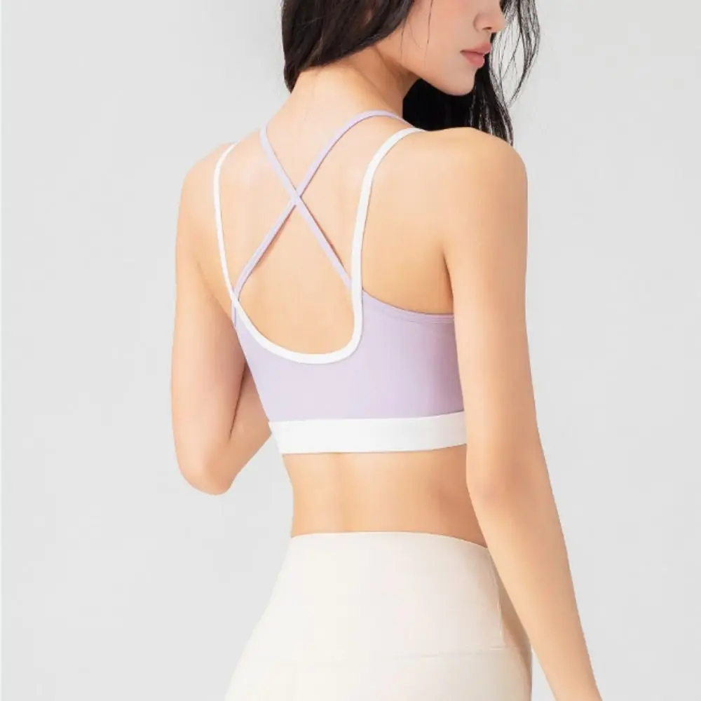 Sujetador deportivo sin costuras con cinturón cruzado, belleza en la espalda, absorbe la humedad, sujetador suave para Yoga, lencería, sujetador de entrenamiento antivibración para Fitness para niñas - imagen 2