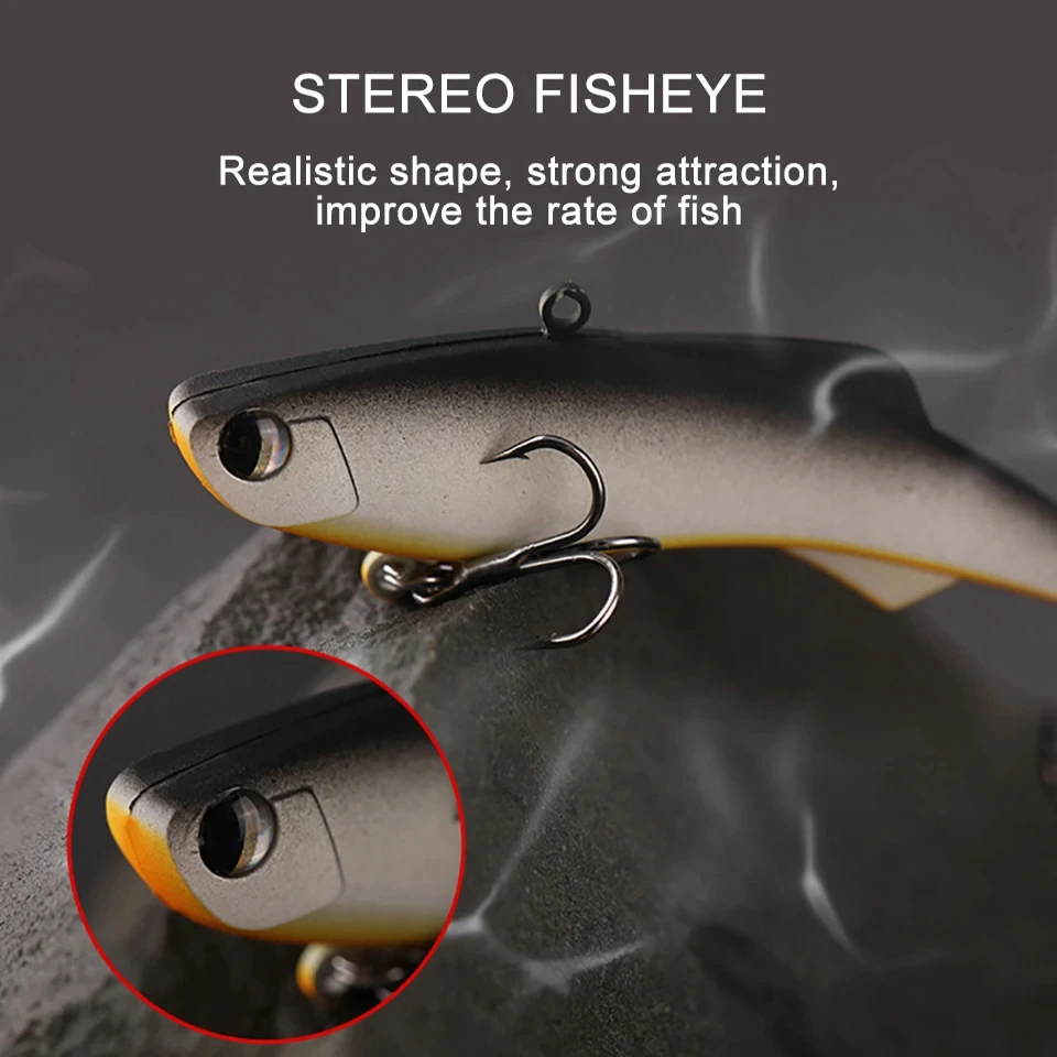 WALK FISH 16g 23g 30gVIB capa de natación completa vibratoria de silicona fuerte vibración de ruido bajo de búsqueda inferior cebo falso de pozo negro - imagen 3