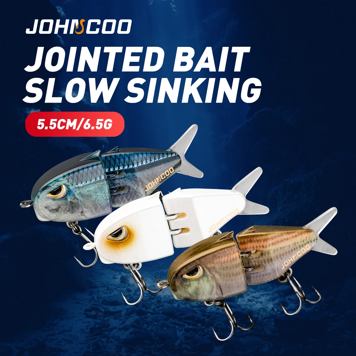 Señuelo de pesca articulado Johncoo 5,5 cm 6,5g señuelo de pesca hundido 2 secciones cebo de pesca cebo de natación señuelo de tamaño pequeño
