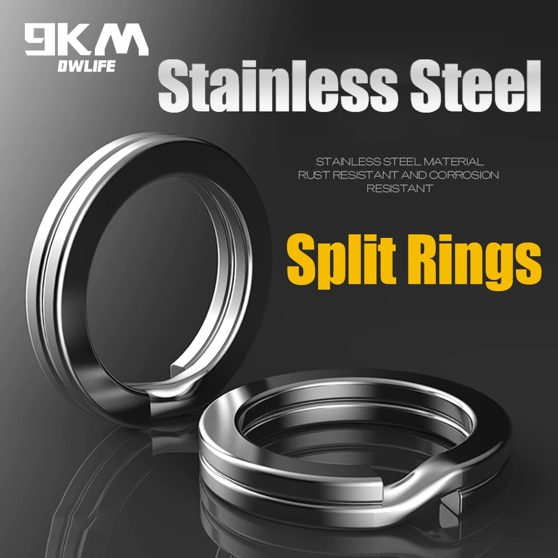 9KM 30 Uds anillos divididos pesca de acero inoxidable anillos de señuelo de agua salada aparejos terminales conectores de pesca