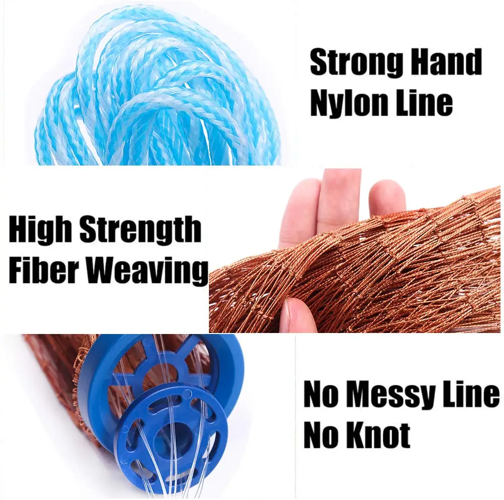 Red de pesca de varios tamaños, trampa de mano, equipo definitivo para pesca en agua salada, pesca con mosca y camarones, radio de 3 pies a 12 pies - imagen 4