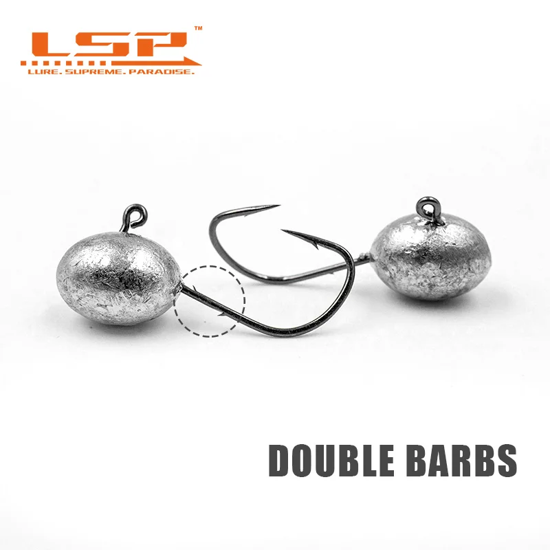 Anzuelo de pesca con cabeza de plantilla LSP, 5 piezas, con Mustad Rock, doble púas, 1,5, 2,5, 3,5, 4, 5g, accesorios para peces de Lucio - imagen 4