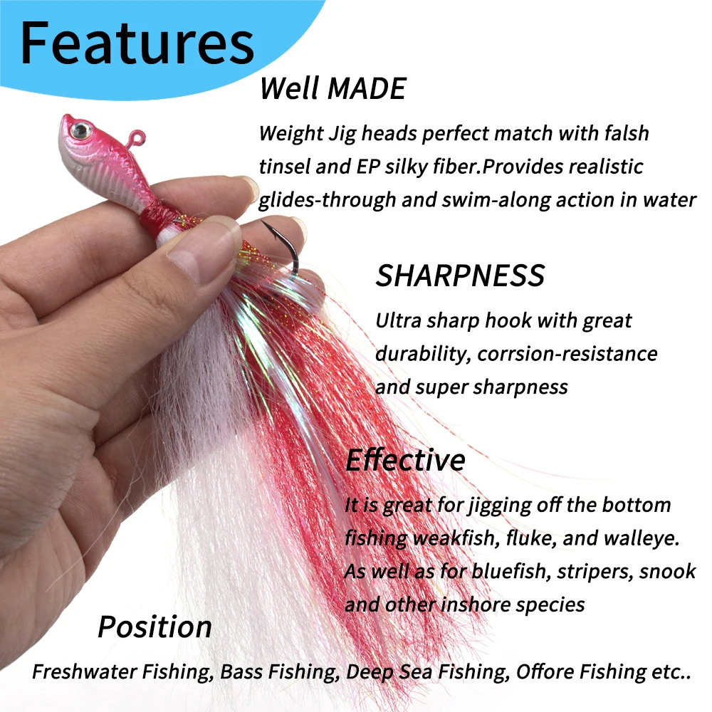 ICERIO 10g 14g 28g multicolores Jig Head Streamer mosca pesca en agua salada hundimiento rápido cebo Artificial para trucha lubina Pike - imagen 3