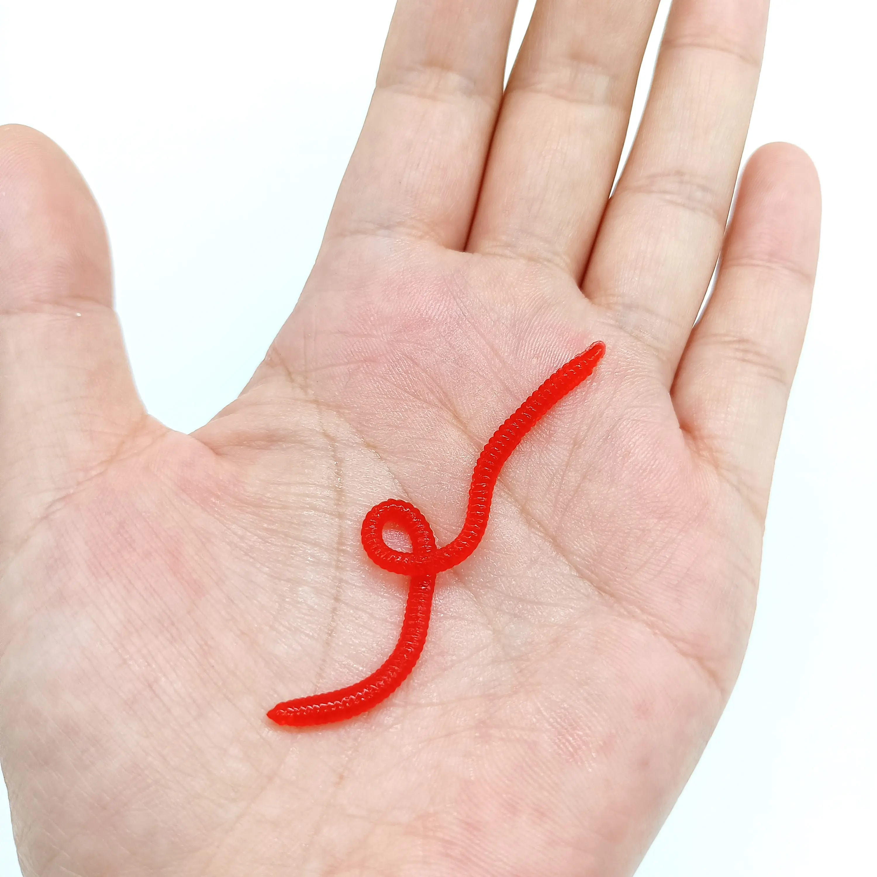 DUODUOYU-10 piezas de simulación de gusano de tierra, gusanos de pesca artificiales, señuelos con olor a pescado, cebo blando de 8cm/0,4g, aparejos de pesca - imagen 3