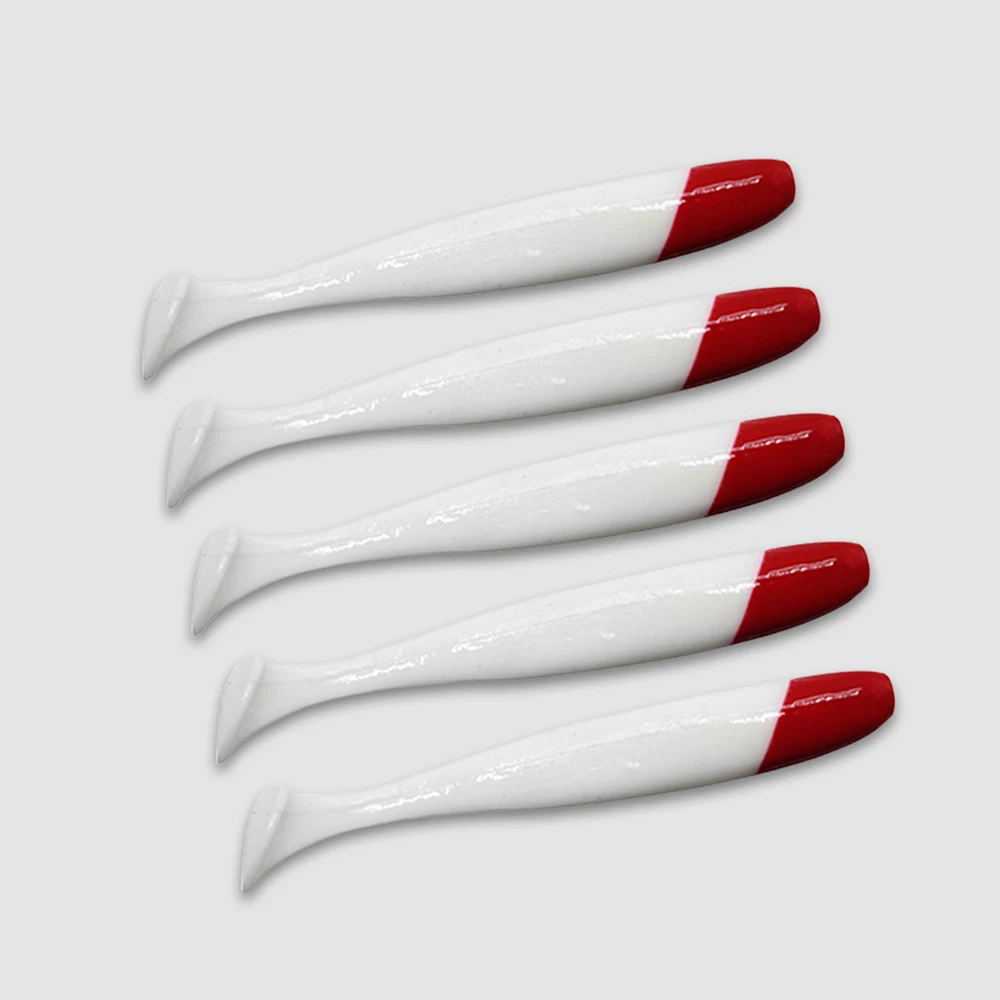 Señuelos de vinilo cola en T rojo y blanco – Cebo blando artificial - imagen 4