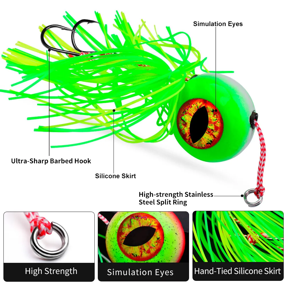 1 unidad de cebo de alambre luminoso de 20G, 40g, 60g, 80g, 100g, 120g, señuelos de Jigging, plantilla de ojos 3D, cabeza de plomo, aparejos de cebo de pesca de calamar de agua salada de goma - imagen 4