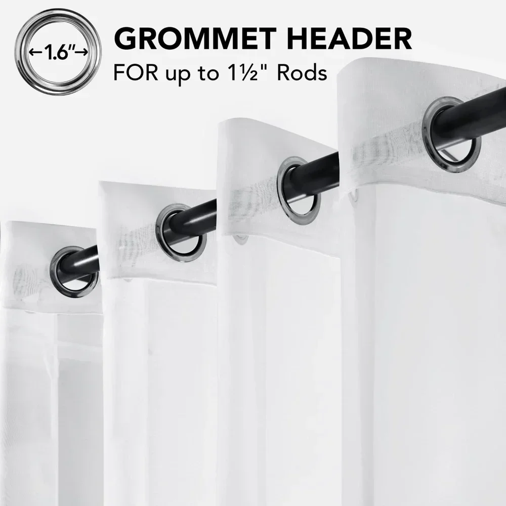 Cortinas transparentes de gasa, ojales de 132CM de ancho, tratamientos de ventanas elegantes y aireados y ligeros, cortinas verticales semitransparentes con filtrado de luz - imagen 5