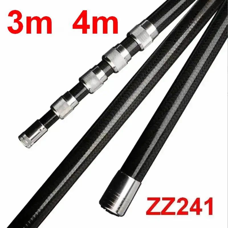 ZZ241 Palo de manipulación de red de pesca SOLAMENTE Fibra de carbono 4 m Caña para recoger frutas Sin cuchillo de red ni cerradura de bucle de cualquier longitud