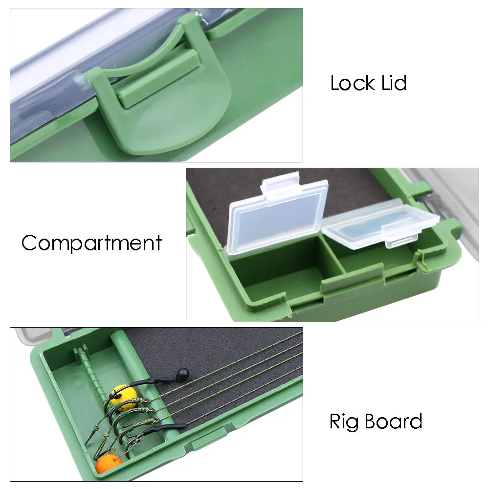 Caja de aparejos de pesca de carpa, tablero de aparejo de pelo rígido con pines, aparejo de pelo, caja giratoria, billetera, caja de almacenamiento, equipo de accesorios de pesca - imagen 5