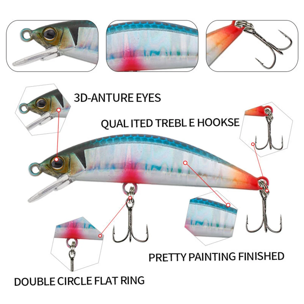 Señuelo de pesca de 5,5 cm y 3,5g, cebo duro Artificial de pequeño tamaño para trucha y lubina, Jerkbait, Wobbler - imagen 5