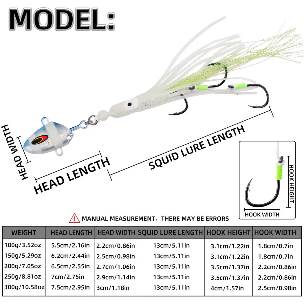 Señuelo Jig Trolling 100g150g200g250g300g cabeza de pez Kabura anzuelos de asistencia de calamar plantilla de Metal hundimiento Inchiku señuelo de pesca Trolling - imagen 5
