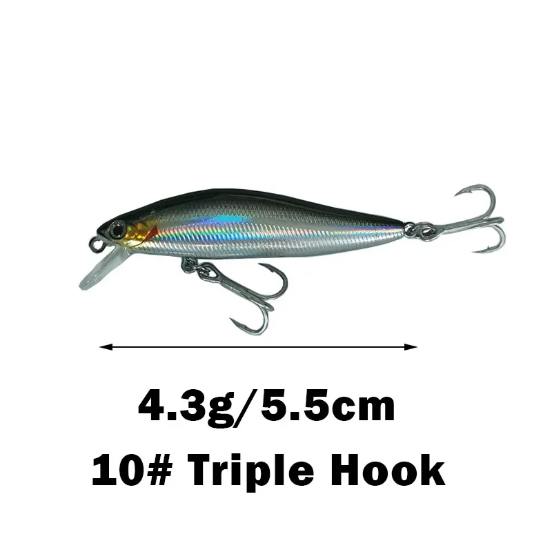 OUTKIT 1 Uds señuelo de Pesca Minnow 4,3g cebo Artificial hundido ojos 3D Wobblers de plástico aparejos Pesca sistema magnético de fundición lejana - imagen 3
