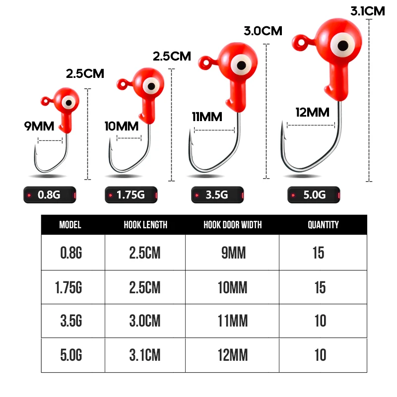 TAIYU 50 unids/set Micro anzuelos coloridos irregulares ganchos de cabeza de plomo para trucha Panfish lubina flujo pequeño Micro cebo con caja - imagen 4