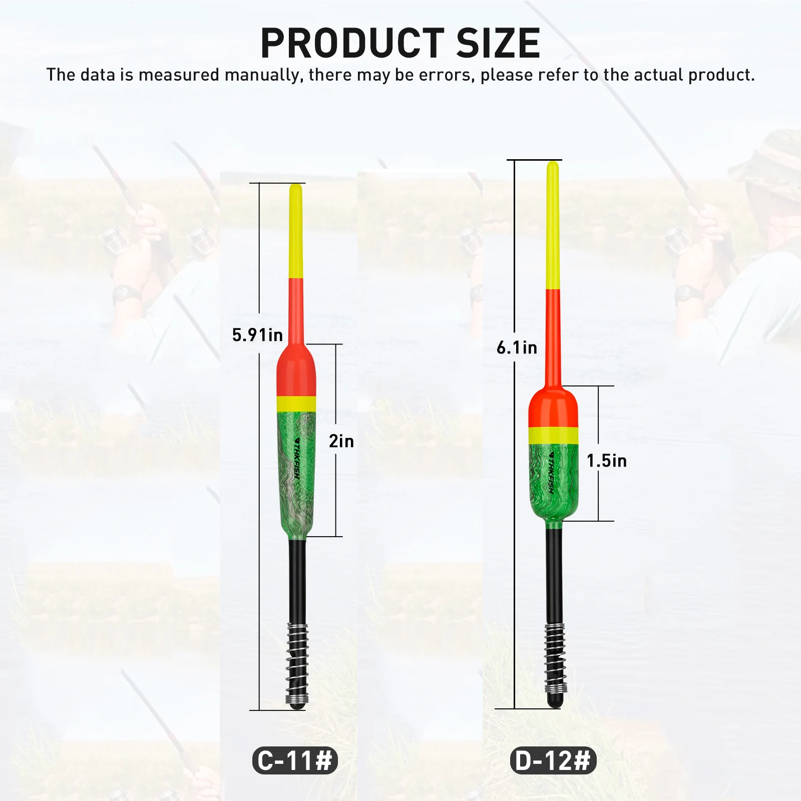 THKFISH 5 uds flotadores de pesca de madera Bobbers palo Vertical flotador de resorte Bobber para Crappie Bass Panfish Walleye pesca - imagen 2