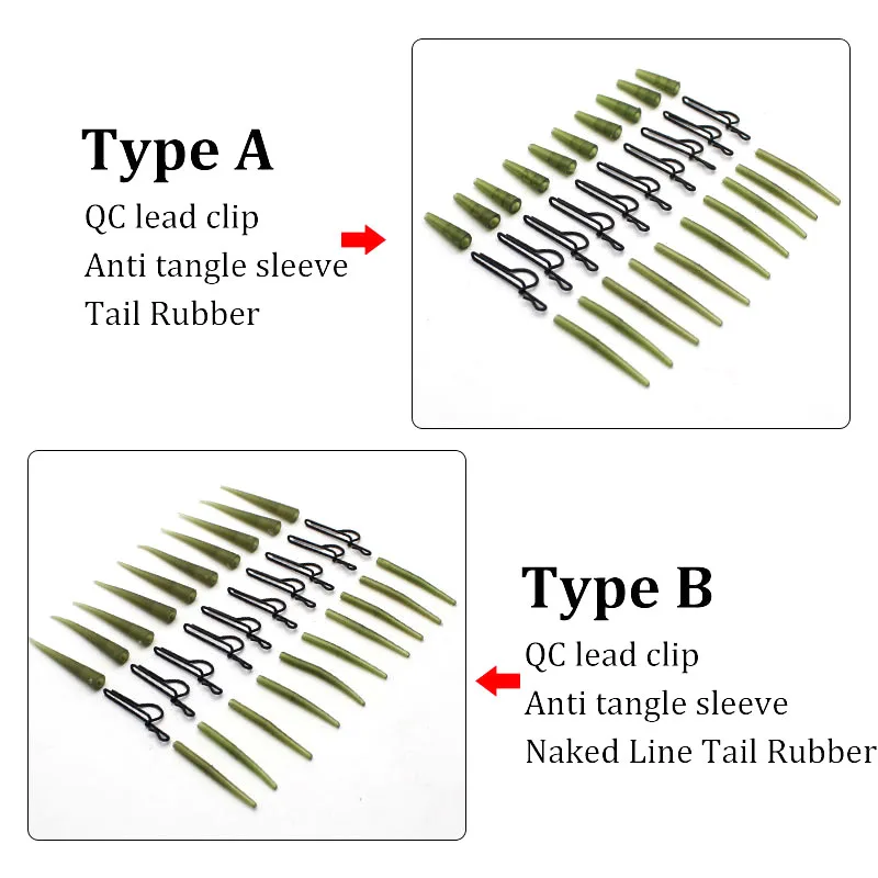 30pcs Carp fishing Accessories D Rig kickers hooks line aligners sleeve anti tangle sleeve for hair ronnie rigs end tackle - imagen 2