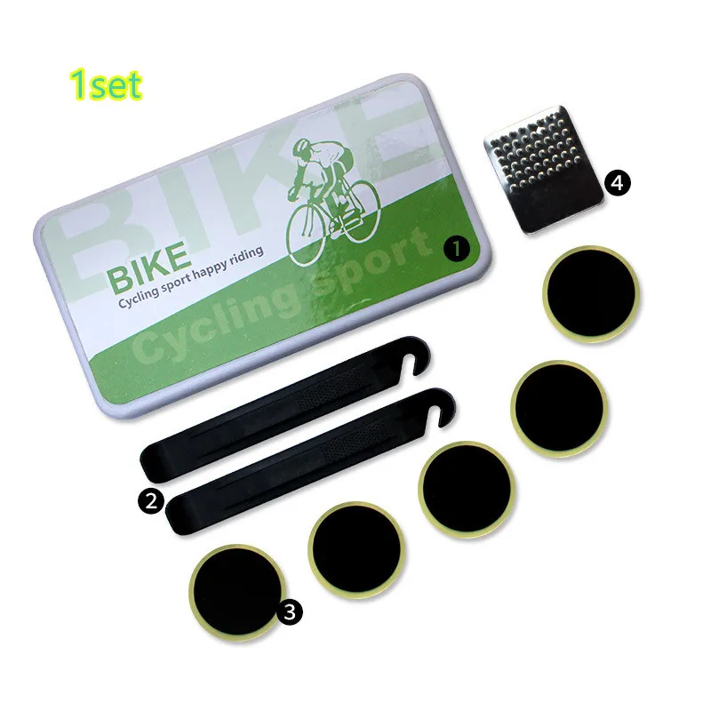 Mini Kit de herramientas de reparación de neumáticos de bicicleta portátil, parches autoadhesivos sin pegamento para bicicleta de montaña, coche eléctrico, bicicletas de carretera, 1 juego - imagen 3