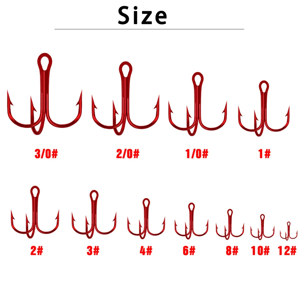 10 Uds. Accesorios de pesca de carpa con Triple anzuelo de níquel rojo, accesorios de aparejos de pesca, todo para pescar - imagen 2