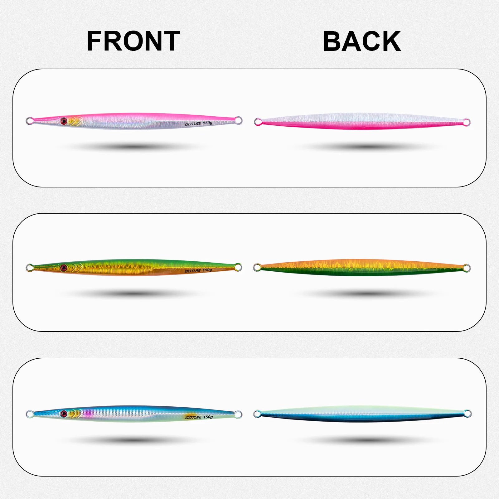 Goture-señuelo de Jigging lento de Metal, 40g, 50g, 60g, 80g, 100g, 120g, 150g, 200g, 250g, señuelo de pesca en el mar, cebo duro, plantilla de aguas saladas - imagen 5