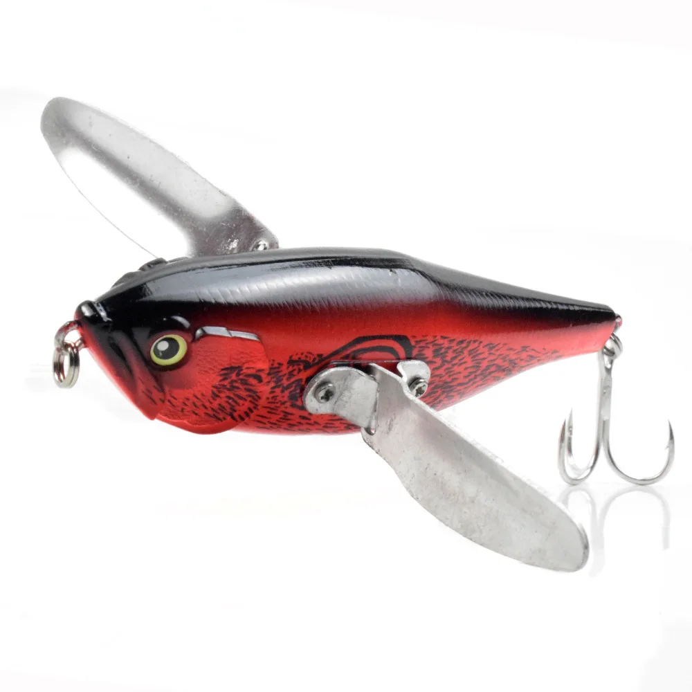 1 Uds Crankbaits pesca Topwater Popper señuelo de pesca aparejos cuerpo duro alas de acero inoxidable Lucio perca flotante Wobbler Swimbait - imagen 4
