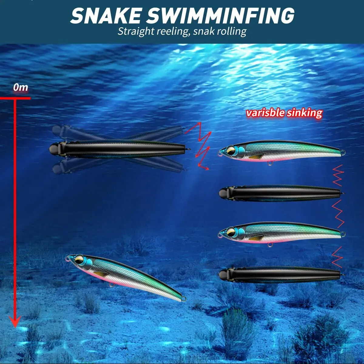 Señuelos de Pesca de lápiz que se hunden, 110MM, 60G, cebo duro Artificial para atún de mar, señuelo de pesca GT con gancho fuerte - imagen 2