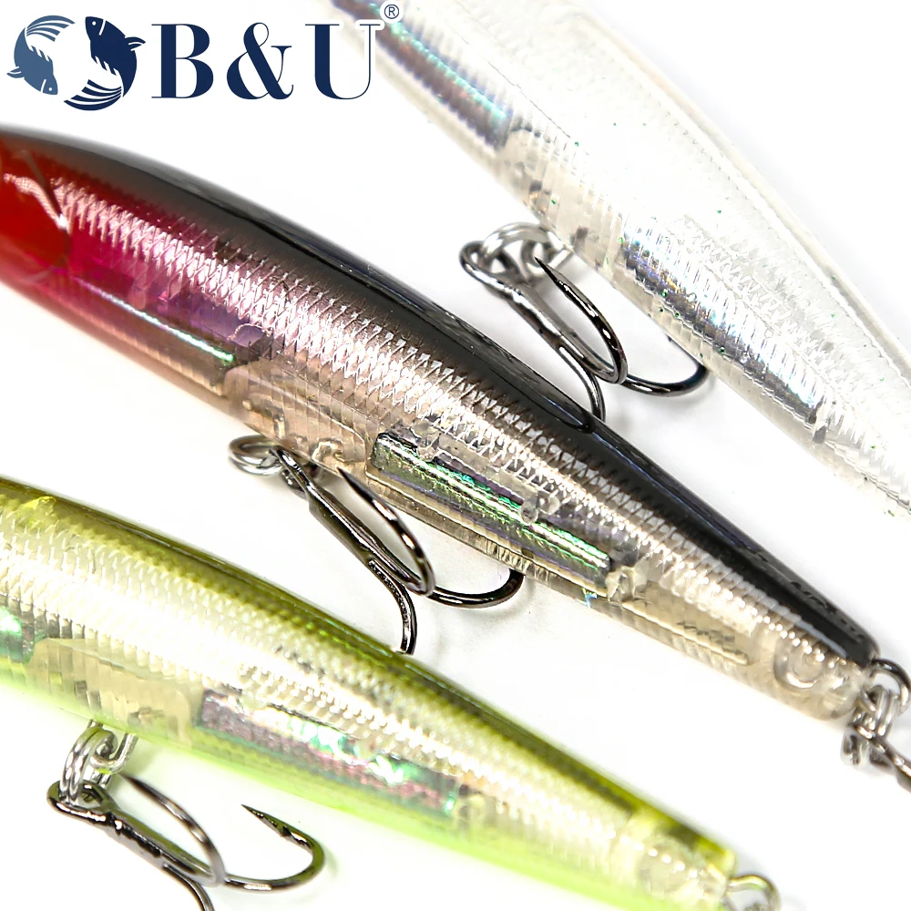 B & U 68mm 8,2g lápiz que se hunde palo pesado señuelo de pesca agua salada sin labios Minnow Wobbler cebo de plástico duro - imagen 5