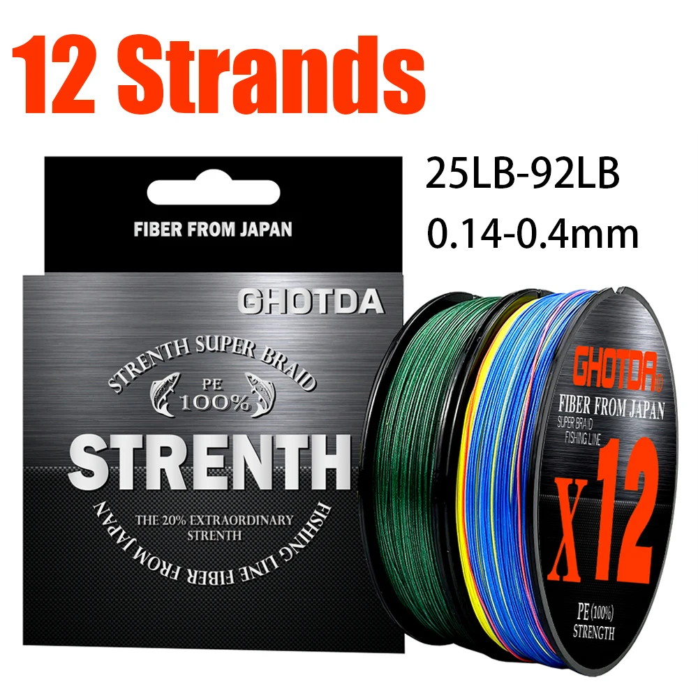 Sedal de pesca X12 PE, cable de 12 hebras, más duradero, para agua salada, 25lb-92lb, tejido extremadamente fuerte, 0,14mm-0,4mm, novedad