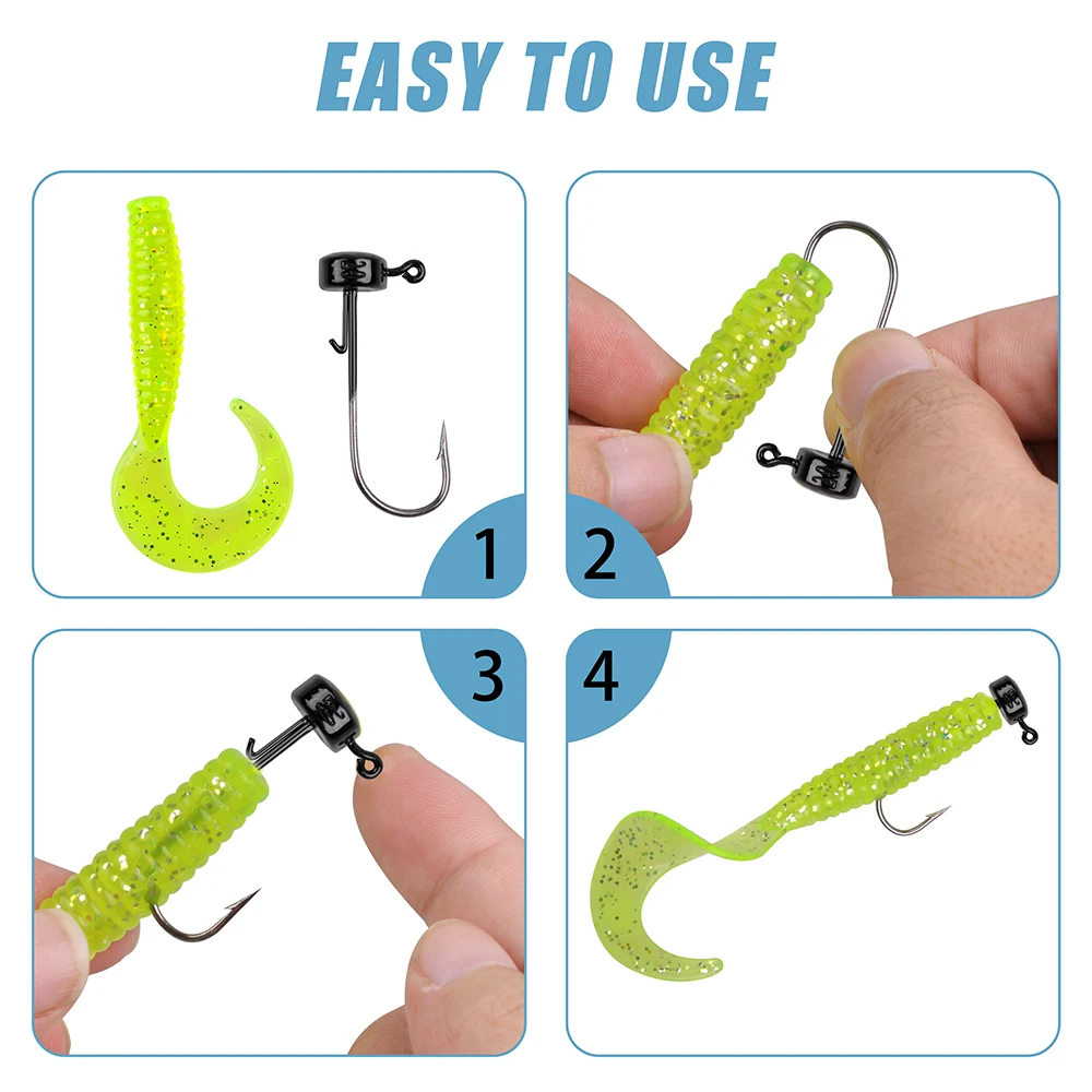 Anzuelos de pesca con cabeza de seta, anzuelos de plomo, accesorios de pesca para lubina, trucha, gusano, agua dulce, 20 unidades - imagen 5