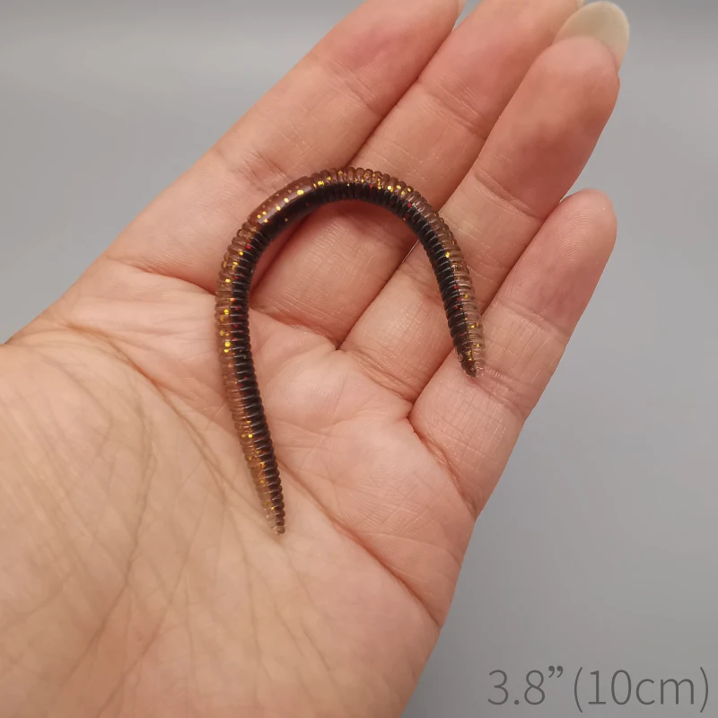 LUREHOLIC 3,8 "-20 piezas 4,8"-15 Uds. Lombrices de tierra delgados de alta eficiencia gusano de lubina para aparejos de pesca con señuelo Wacky Neko Drop Shot, etc. - imagen 4