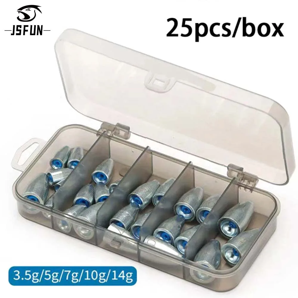 JSFUN 25 uds. Plomo de pesca antideslizante 3,5g/5g/7g/10g/14g, accesorios de pesca para lubina, trucha y más