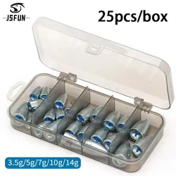 JSFUN 25 uds. Plomo de pesca antideslizante 3,5g/5g/7g/10g/14g, accesorios de pesca para lubina, trucha y más