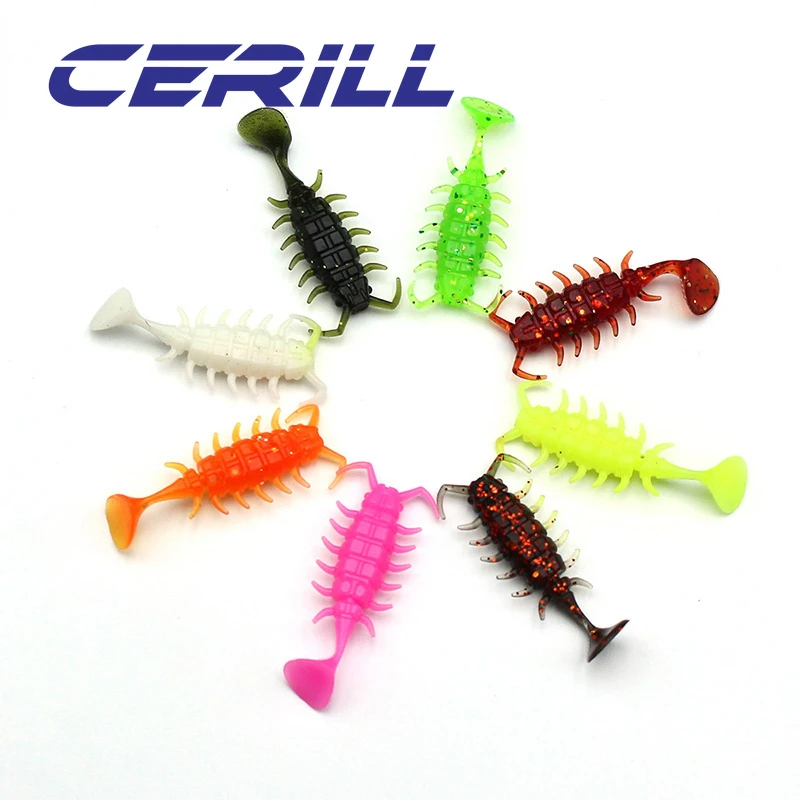 Ceril-cebo de gusano flotante de Larva, plantilla de señuelo suave, Wobblers de silicona Artificial, camarón, pececillo, sábalo, carpa, lubina, Swimbait, 3cm, 1g, 20 piezas - imagen 4