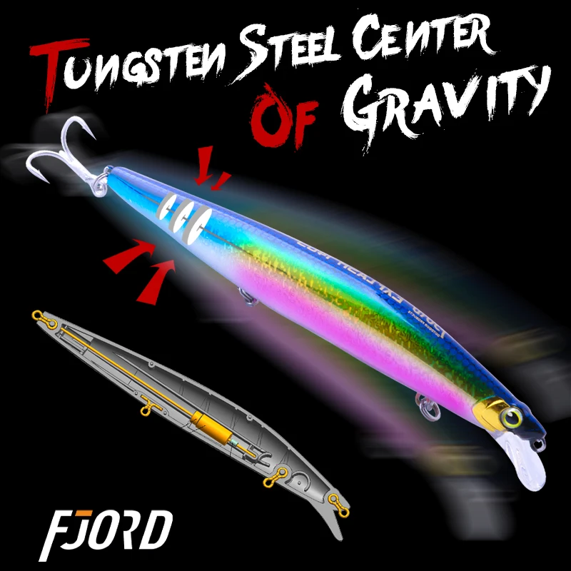 FJORD-señuelo de pesca de fundición ultralargo, 140S, 26g, lubina, pececillo negro, cebo Hrad, Swimbait, Jerkbait de tungsteno para agua salada, artículo de pesca - imagen 4