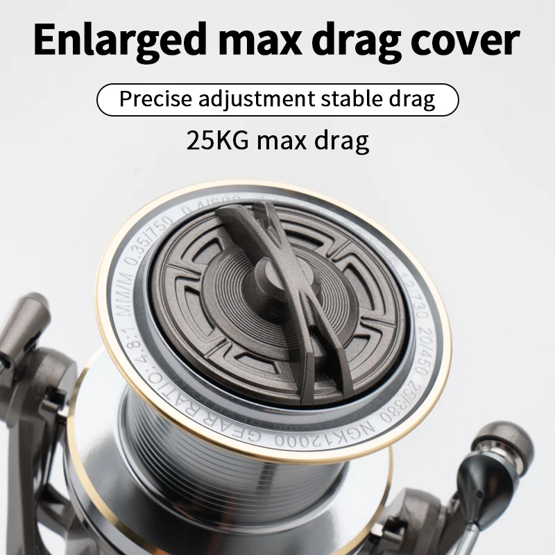 Carrete de Pesca Giratorio Huidiao NGK-II 8000-14000, Potente Carrete de Pesca con Arrastre Máximo de 25 kg, 6+1BB, Lanzamiento a Larga Distancia para Pesca de Grandes Capturas - imagen 2